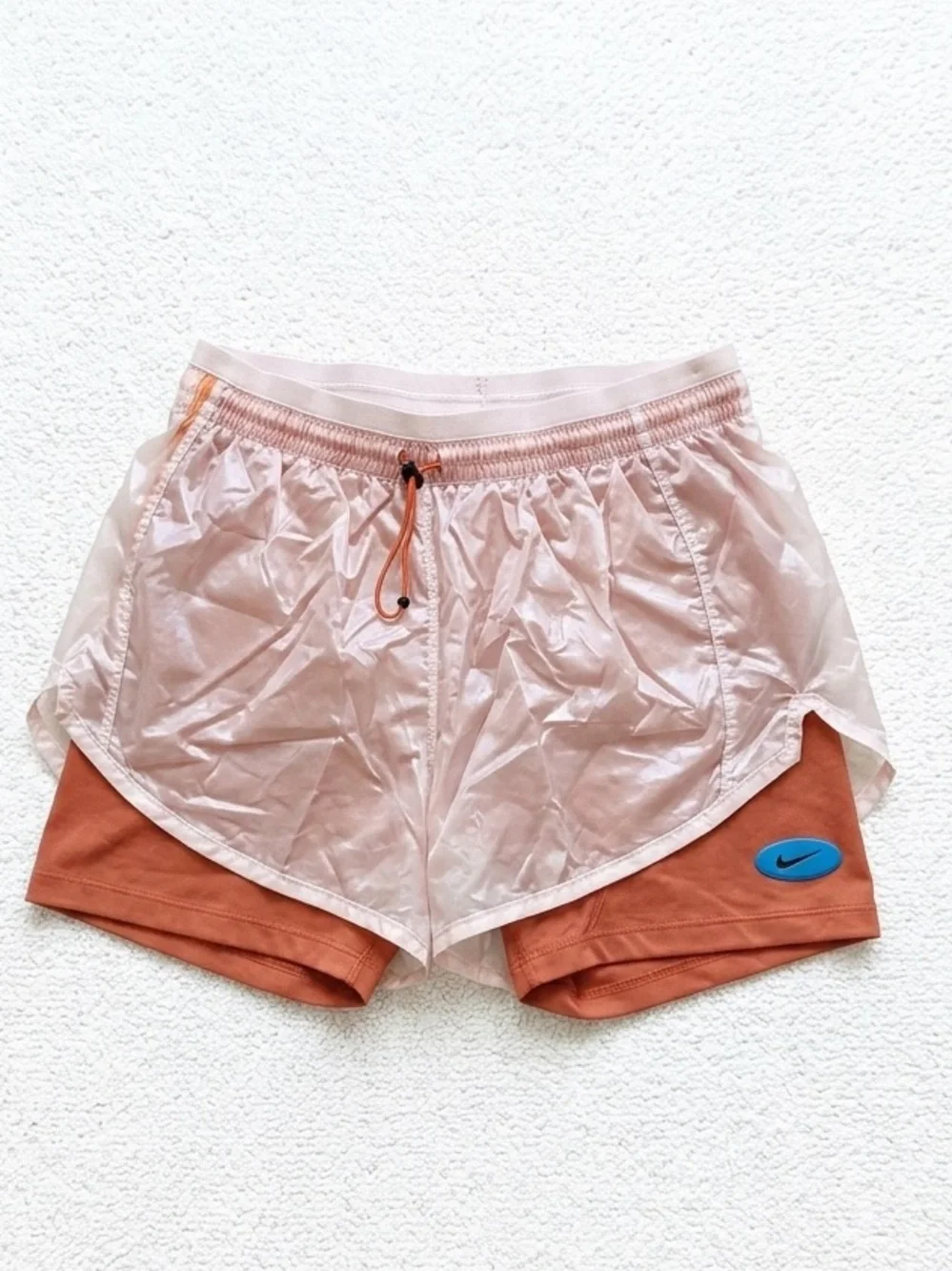 Nike Icon Clash Tempo Luxe 2-in-1 Mid-Rise Running Shorts - Pink/Orange - Size S
